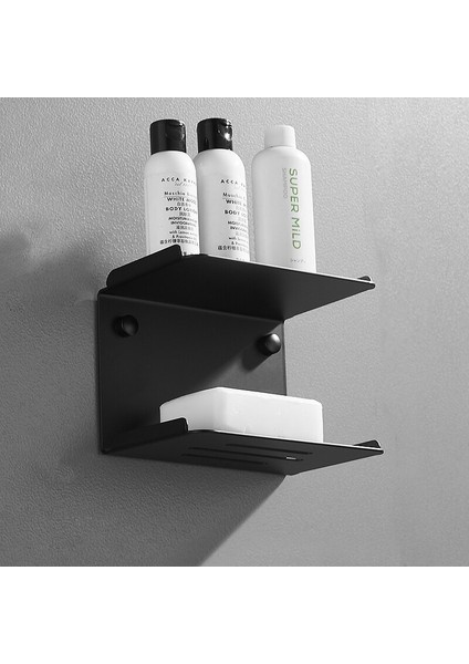 Banyo Sabunluk Paslanmaz Çelik Siyah Mutfak Sabunluk Duvara Monte Çift Katmanlı Kozmetik Şampuanı Raf Duş Caddy Raf | Sabunluklar (Yurt Dışından)