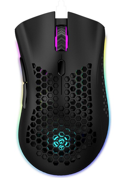 Bm600 2.4 Ghz Kablosuz Fare 1600Dpı Usb Şarj Edilebilir Petek Rgb Optik 7 Tuşlar Fare Dizüstü Pc Oyun Ofisi Için (Yurt Dışından)