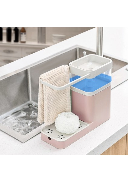 800 Ml Yeni Sabun Pompası Dağıtıcı Sünger Tutucu İle Temizleme Sıvı Dispenser Konteyner Basın Sabun Organizatör Mutfak Temizleyici Araçları | Raflar Ve Sahipler (Pembe) (Yurt Dışından)