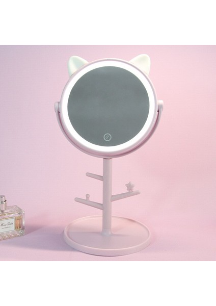 1 Adet Makyaj Led Ayna Masa Masaüstü Tezgah Banyo Seyahat Için Sıradan Pembe Kedi Kulak Led Ayna Usb Kablosu | Makyaj Aynaları (Pembe) (Yurt Dışından)
