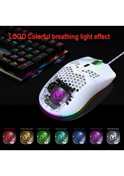 Hxsj J900 Oyun Fare Rgb Aydınlatma Programlanabilir Fare İle Altı Ayarlanabilir Dpı Honeycomb Kabuk Masaüstü Dizüstü Bilgisayar (Yurt Dışından)