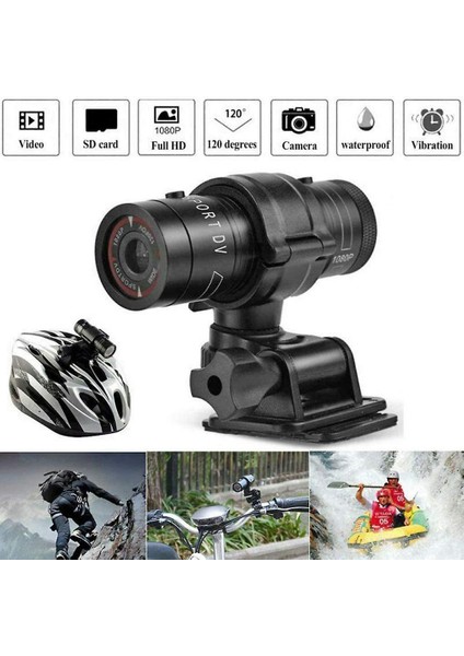 Mini F9 Hd Kamera Hd Bisiklet Motosiklet Eylem Aksiyon Kamera Video Dvr Kamera Mount Hd 1080P Araba Fotoğraf Fotoğraflar Video Kaydedici (Siyah) (Yurt Dışından)