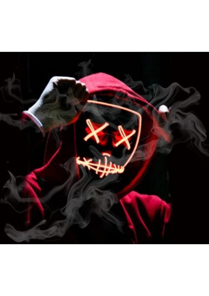 Cadılar Bayramı Light Up Maske Cadılar Bayramı Festivali Parti Için Korkunç Maske (Kırmızı) (Yurt Dışından)