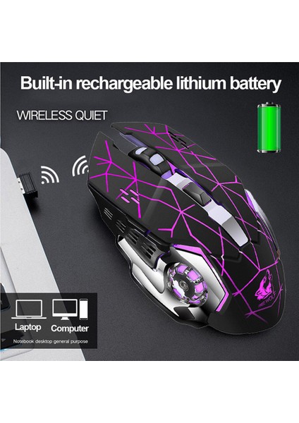 Omeshin Şarj Edilebilir X8 Kablosuz Sessiz Led Aydınlatmalı Usb Kablosuz Fare Bilgisayar Bluetooth Fare Mause Fare 2.4 Ghz Laptop Pc Için (Yurt Dışından) fiyatları