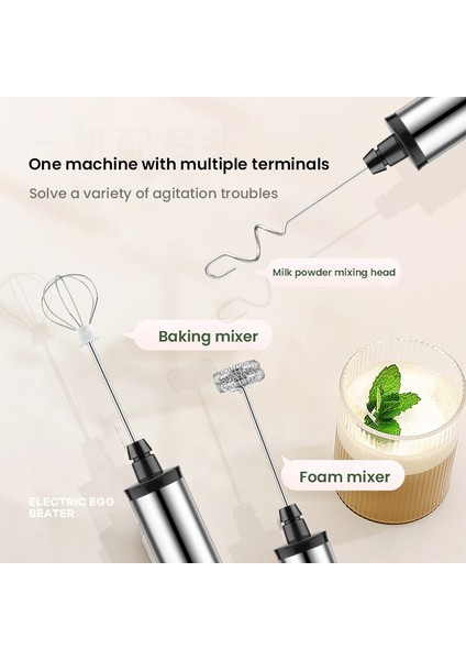 Elektrikli Blender Süt Froother Usb Şarj Edilebilir Gıda Mikser El Bubble Maker (Yurt Dışından)