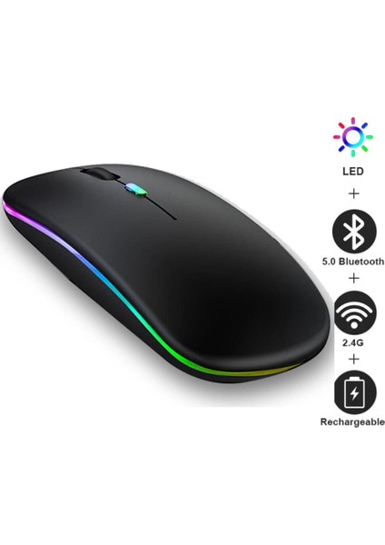 Rgb Bluetooth Fare Şarj Edilebilir Kablosuz Fare Laptop Için İpad Macbook Bilgisayar Sessiz Mause Led Aydınlatmalı Ergonomik Fareler (Yurt Dışından)