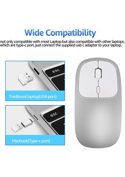 Metal Kablosuz Fare Şarj Edilebilir Sessiz Tıklama Fare Usb Tip-C Fare Macbook Dizüstü Dizüstü Pc Için Ergonomik Fareler (Yurt Dışından) fırsatları