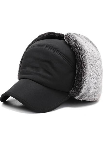 Tavşan Kürkü İle Iki Yönlü, Rüzgar Geçirmez Unisex Sıcak Şapka (Gri) (Yurt Dışından)