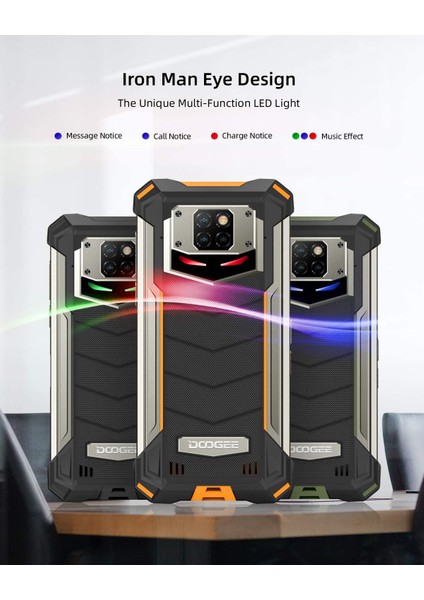 Doogee S88 Pro Rugged Smartphone, 10000 Mah Süper Pil, 6Gb + 128 Gb, 21Mp Üçlü Kamera, 4G Çift Sim Android 10, Ip68 Su Geçirmez Cep Telefonları, 6.3 Inç, Nfc / Gps, Yeşil (Yurt Dışından)