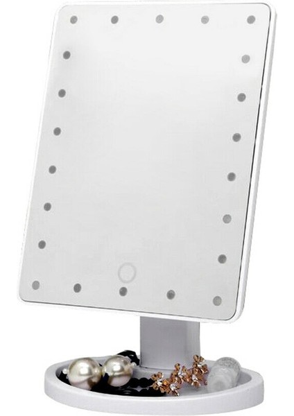 Led Makyaj Aynası Dokunmatik Ekran Aynası İle 22 Led Işıkları Parlak Ayarlanabilir Makyaj Aynaları Masaüstü Banyo Için Kumandalı Standı | Makyaj Aynaları (Beyaz) (Yurt Dışından)