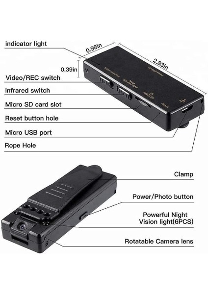 Mini Taşınabilir , Dexilio 1080 P Kablosuz Spy Cam Gövde Hareket Algılama Ve Gece Görüşü İle , Kapalı / Açık Mikro Gözetim Kamera (Siyah) (Yurt Dışından)