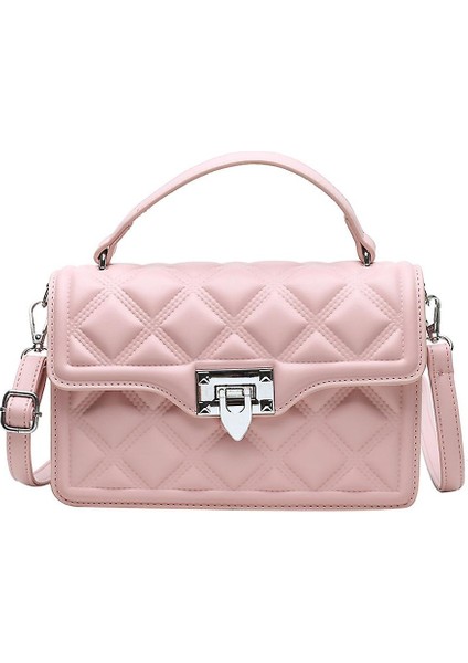 Moda Batı Tarzı Omuz Çantası Messenger Çanta Küçük Kare Çanta Sınırsız Çanta Çanta (Pembe) (Yurt Dışından)