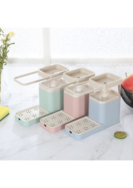 800 Ml Yeni Sabun Pompası Dağıtıcı Sünger Tutucu İle Temizleme Sıvı Dispenser Konteyner Basın Sabun Organizatör Mutfak Temizleyici Araçları | Raflar Ve Sahipler (Mavi) (Yurt Dışından)