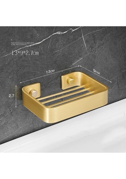 Banyo Sabunluk Tutucu Altın Paslanmaz Çelik Banyo Kare Raf Duş Caddy Raf Duvara Monte Tırnak Yumruk | Sabunluklar (Yurt Dışından)