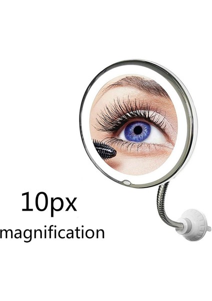 10X Led Makyaj Aynası Esnek Ayna Aydınlatma Büyüteç Doldurma Işık Sucker Katlanır Tek Yan Banyo Makyaj Aynası İle | Makyaj Aynaları (Gümüş) (Yurt Dışından)