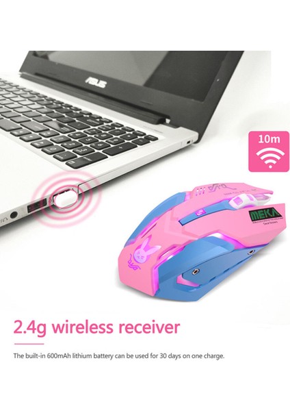 Usb Kablosuz Oyun Fare Pembe Bilgisayar Profesyonel E-Spor Mouse 2400 Dpı Renkli Aydınlatmalı Sessiz Fare Lol Veri Dizüstü Pc (Yurt Dışından)