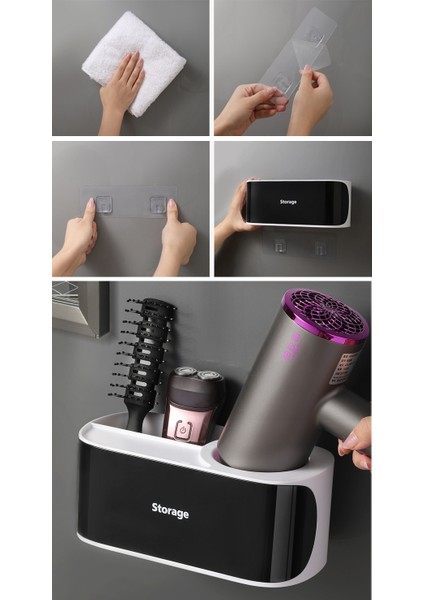 Duvara Monte Depolama Rafları Hiçbir Trace Çıkartmalar Yaratıcı Vantuz Saç Kurutma Makinesi Tutucu Tarak Raf Standı Banyo Malzemeleri | Banyo Rafları (Yurt Dışından)