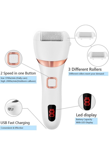 Elektrikli Callus Remover Profesyonel Pedikür Ayakları Araçları Su Geçirmez Ayak Bakım Araçları Ayak Dosyası Sert Cilt Remover Şarj Edilebilir | Ayak Bakım Aracı (Yurt Dışından)