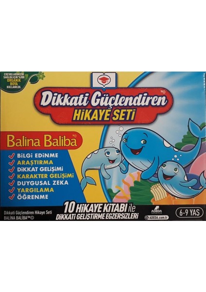 Adeda Yayıncılık Dikkat Güçlendiren Hikaye Seti - Balina Baba (Kutulu 10 Kitap) (6-9 Yaş)