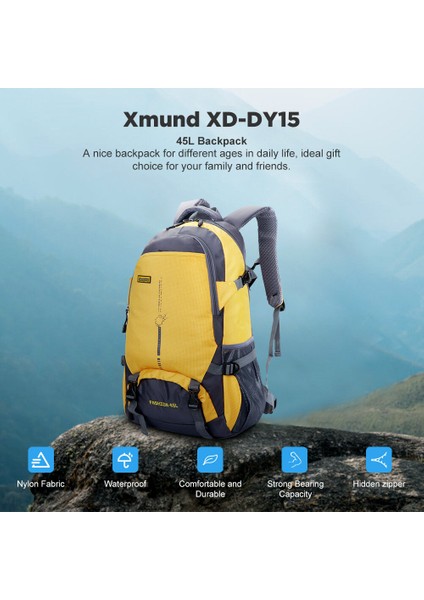 Xmund Xd-Dy15 45L Sırt Çantası Su Geçirmez Naylon Omuz Çantası Eğlence Kamp Seyahat Tırmanma Çantası (Yurt Dışından)