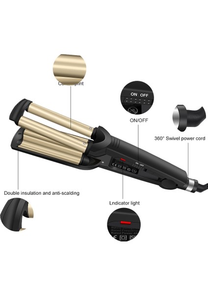 Saç Şekillendirici Saç Waver Styling Araçları Saç Curlers Elektrik Kıvırma Profesyonel Saç Araçları Kıvırma Demir Seramik Üçlü Varil | Kıvrık Ütüler (Yurt Dışından)