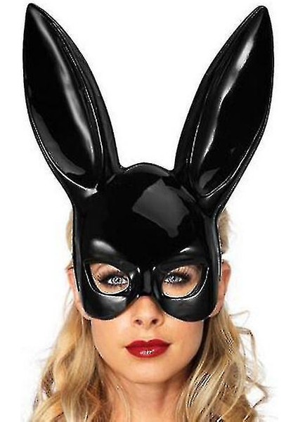 Bunny Maskesi Masquerade Tavşan Maskesi Kadınlar Siyah Uzun Kulaklar Tavşan Bunny Party (Black1) (Yurt Dışından)