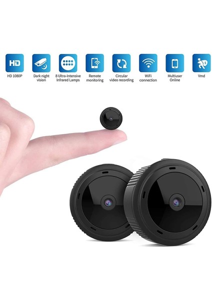 Mini Kamera Wifi 1080 P W10 Kablosuz Hd Ip Gece Görüş Ev Güvenlik Hareket Algılama Dvr Kam Kapaklı App İle Kapalı Açık (Siyah) (Yurt Dışından)