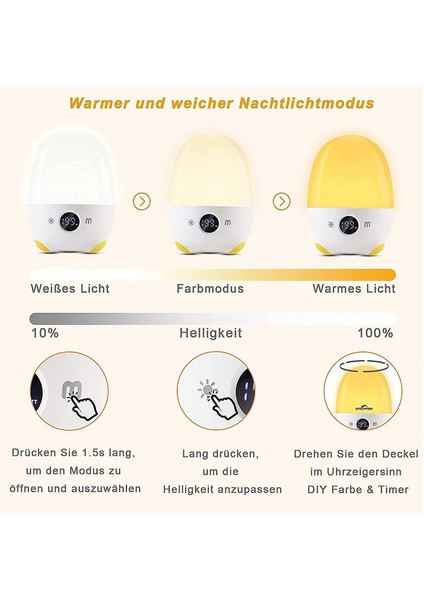 3in1 LED Bebek Gece Lambası, Çocuk Dokunmatik Kısım Başucu Lambası (Yurt Dışından)
