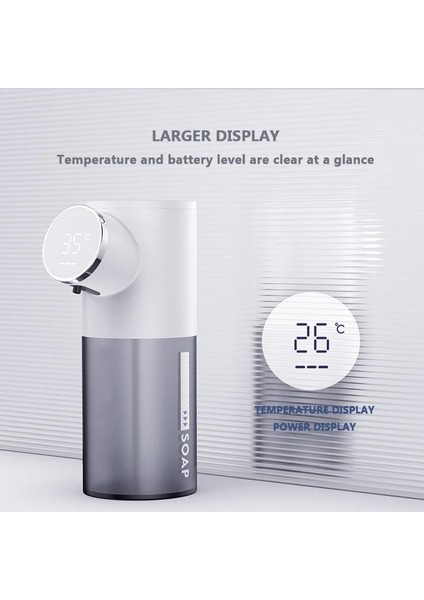 320 Ml Otomatik Sabunluk Usb Şarj Edilebilir Sıvı Sabunluk Dispensers Dijital Ekran Köpük Dispenserler (Pembe) (Yurt Dışından)