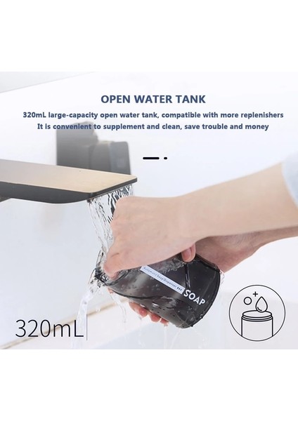 320 Ml Otomatik Sabunluk Usb Şarj Edilebilir Sıvı Sabunluk Dispensers Dijital Ekran Köpük Dispenserler (Pembe) (Yurt Dışından)