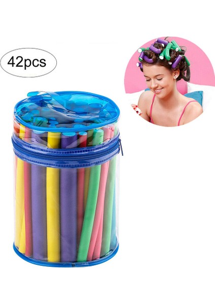 42 Adet Saç Flexi Çubuklar Curlers Esnek Büküm Flex Köpük Saç Rulo Curling Çubuklar Kısa Orta Ve Uzun Isı Saç Silindirler | Saç Silindirleri (Yurt Dışından)