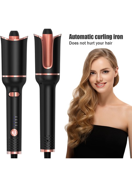 Otomatik Saç Bigudi Dönen Seramik Varil Saç Bigudi Hızlı Isıtma Sihirli Styling Araçları Taşınabilir Saç Curling Değnek | Curling Irons (Siyah) (Yurt Dışından)