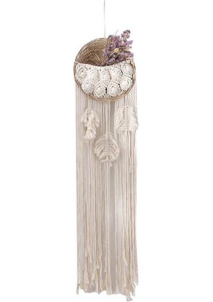 25 * 100 Cm Dantel Makrome Duvar Asılı Dokuma Saksı Rattan Bohemian Stil Dekoratif Bahçe Sepeti Makrome Bitki Askısı | Dekoratif Gobiyeller (Yurt Dışından)