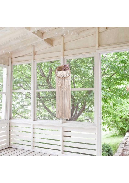 25 * 100 Cm Dantel Makrome Duvar Asılı Dokuma Saksı Rattan Bohemian Stil Dekoratif Bahçe Sepeti Makrome Bitki Askısı | Dekoratif Gobiyeller (Yurt Dışından)