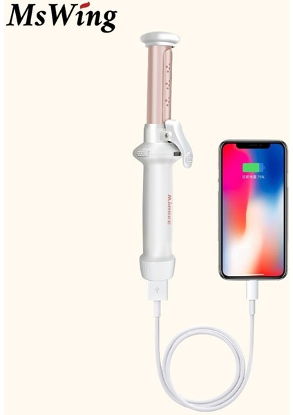 Mini Akülü Seramik Saç Bigudi Usb Şarj Edilebilir Curling Demir Bigudi Styler Sıcak Araçları Dalgalı Saç Styler Değnek | Curling Irons (Yurt Dışından)
