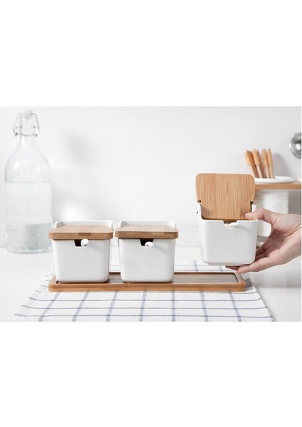3 Adet Seramik Sucrier Tencere Miel Şeker Konteyner Mutfak Kaseleri Sweettreats Jar Spice Teneke Saltcellar Tuz Çalkalayıcı | Şeker Ve Krema Tencere (Yurt Dışından)
