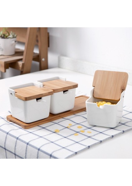 3 Adet Seramik Sucrier Tencere Miel Şeker Konteyner Mutfak Kaseleri Sweettreats Jar Spice Teneke Saltcellar Tuz Çalkalayıcı | Şeker Ve Krema Tencere (Yurt Dışından)