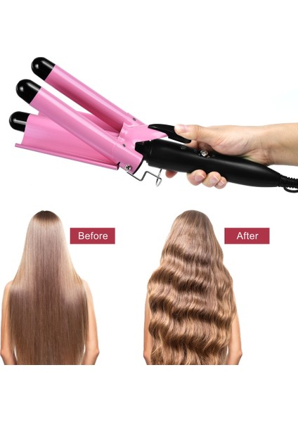 3 Varil Saç Curling Demir Otomatik Perma Seramik Saç Bigudi Profesyonel Saç Waver Styling Araçları Saç Styler Değnek | Curling Irons (Pembe) (Yurt Dışından) fırsatları
