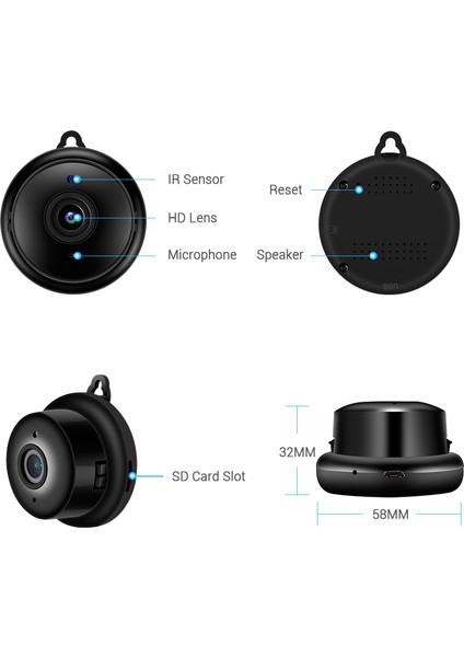 Kamera Hd 1080 P Kablosuz Kapalı Kamera Nightvision Iki Yönlü Ses Hareket Algılama Bebek Monitörü Kamera | Gözetim Kameraları (Yurt Dışından)