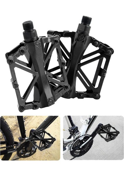 Bisiklet Metal Alaşım Düz Platform Pedalları Mtb Yol Dağ Bisikleti Pedalı Siyah (Yurt Dışından) fırsatları