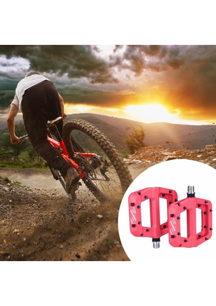 Strade Store Bisiklet Düz Pedalları Dağ Mtb Platformu Pedalları Değiştirme 9/16 '' Döngü Parçaları Kırmızı (Yurt Dışından)