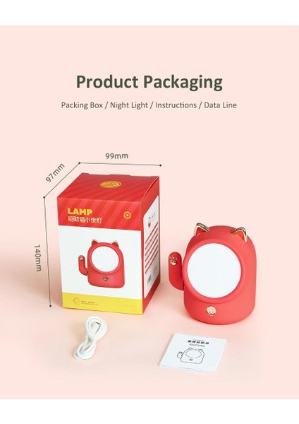 Sevimli Kedi Masa Lambası Yatak Odası Için Üç Nazik Işık Kaynaklar Stepless Karartma USB Şarj Edilebilir Başucu Masa Lambası | LED Masa Lambaları (Yurt Dışından) fırsatları