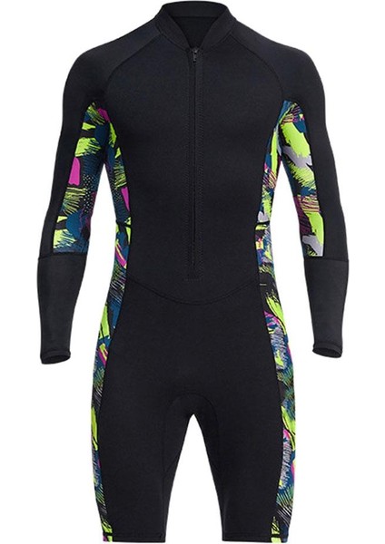 B Baosity Erkekler 1.5mm Wetsuit Shorty Uzun Kollu Uv Koruma Spearfishing Sörf Xxxl Için