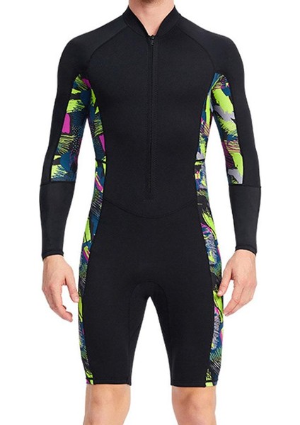 B Baosity Erkekler 1.5mm Wetsuit Shorty Uzun Kollu Uv Koruma Spearfishing Sörf Xxxl Için