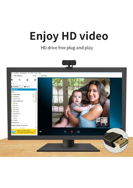360 Derece Dönebilen 400W Piksel 2k Çözünürlüklü Otomatik Odak Hd 1080P Webcam -Siyah (Yurt Dışından)