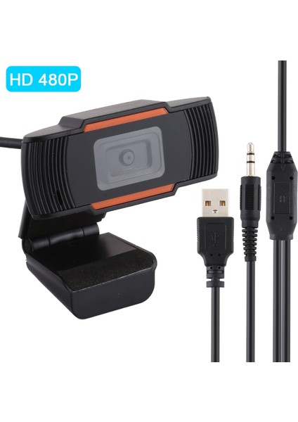 Dönebilen 480P Hd USB Bilgisayar Kamerası -Siyah/turuncu (Yurt Dışından)