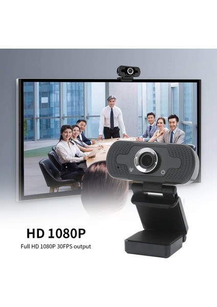 Gürültü Iptali Mikrofon ile Full Hd 1080P Web Kamerası Siyah (Yurt Dışından)