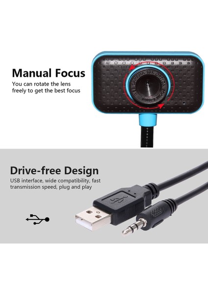 4.0 Mp 2.0 Sürücüsüz USB Mikrofonlu Webcam -Siyah (Yurt Dışından)