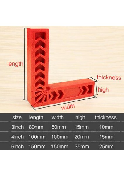 3 '' 90 ° L Şekli Kare Dik Açı Kelepçeleri Köşe Sıkma Cetvel Dıy Aracı 3 Inç