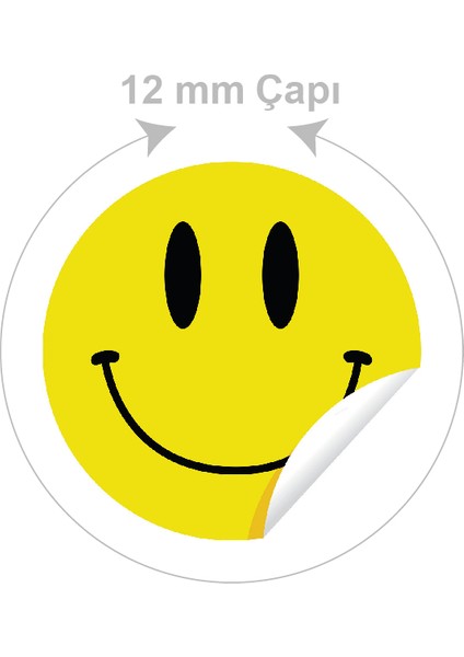 Smile Gülen Yüz Etiketi 12 mm Çapında 2160 Adet